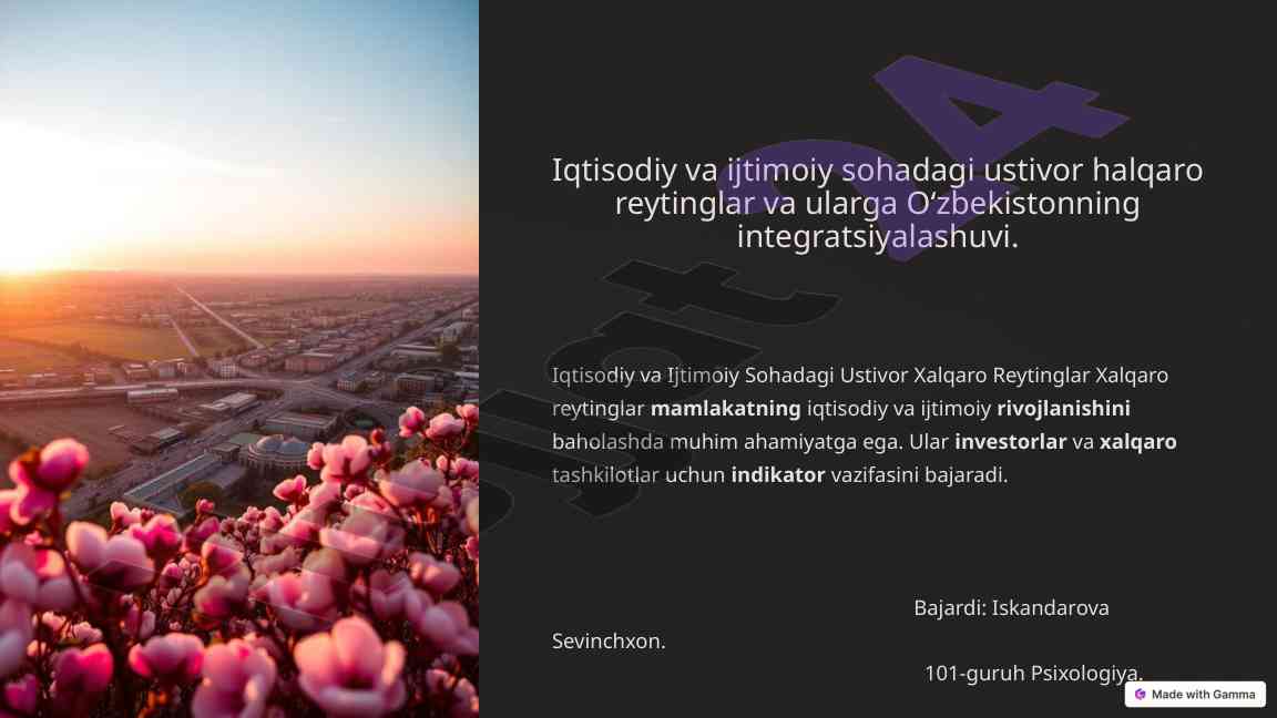 Iqtisodiy va ijtimoiy sohalardagi ustivor reytinglar