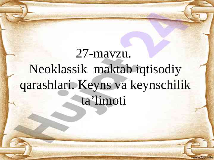 Neoklassik maktab iqtisodiy qarashlari