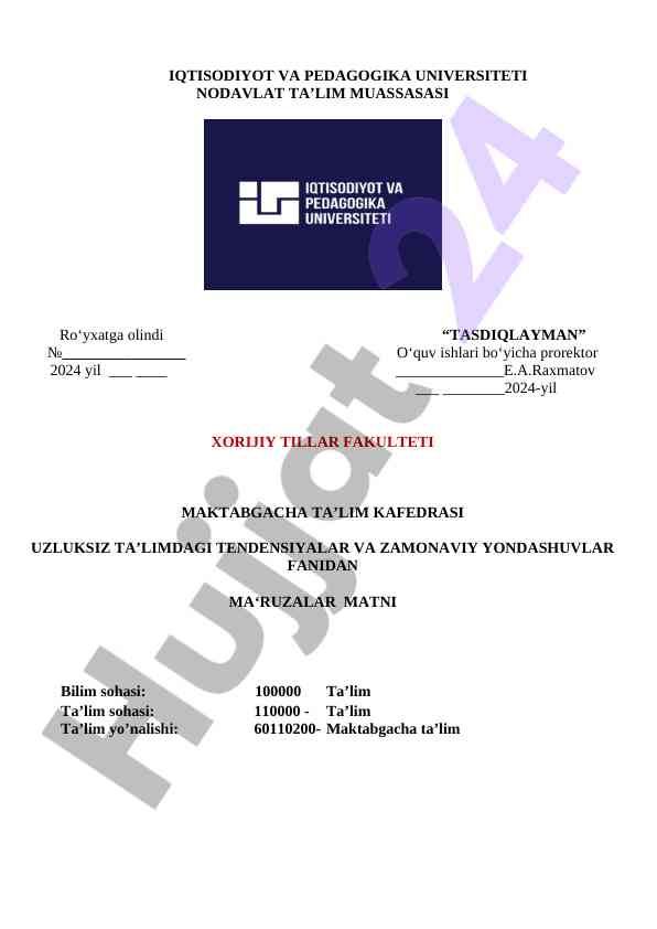 Zamonaviy yondashuvlar va tendensiyalar ma‘ruzasi