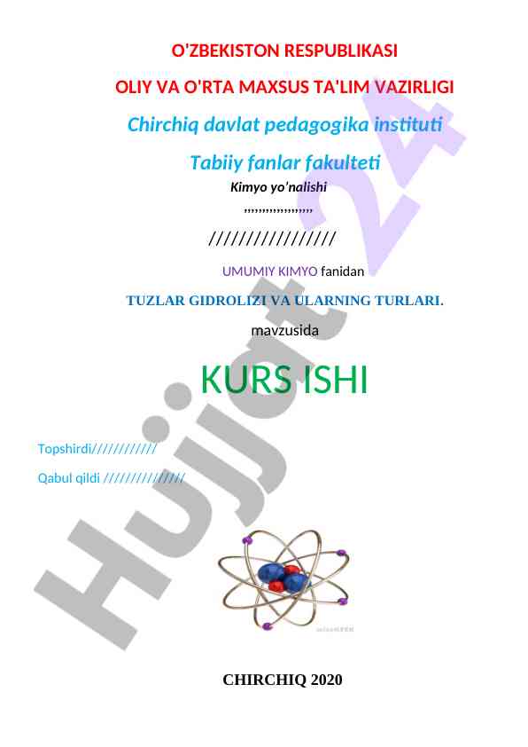 Tuzlar gidrolizi va ularning turlari