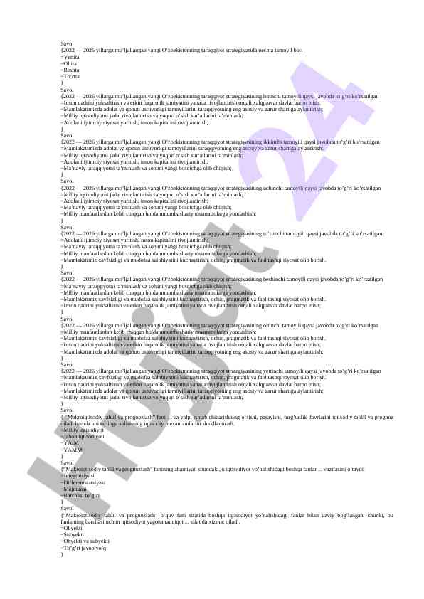 Yangi o‘zbekiston taraqqiyot strategiyasi tamoyillari