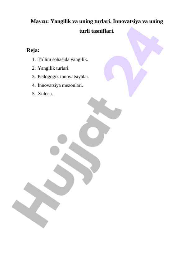 Yangilik va innovatsiya ta'lim sohasida