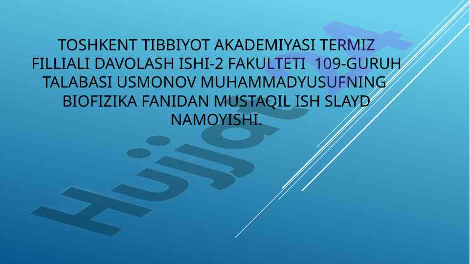 Magnit-rezonans tomografiyaning fizik asoslari