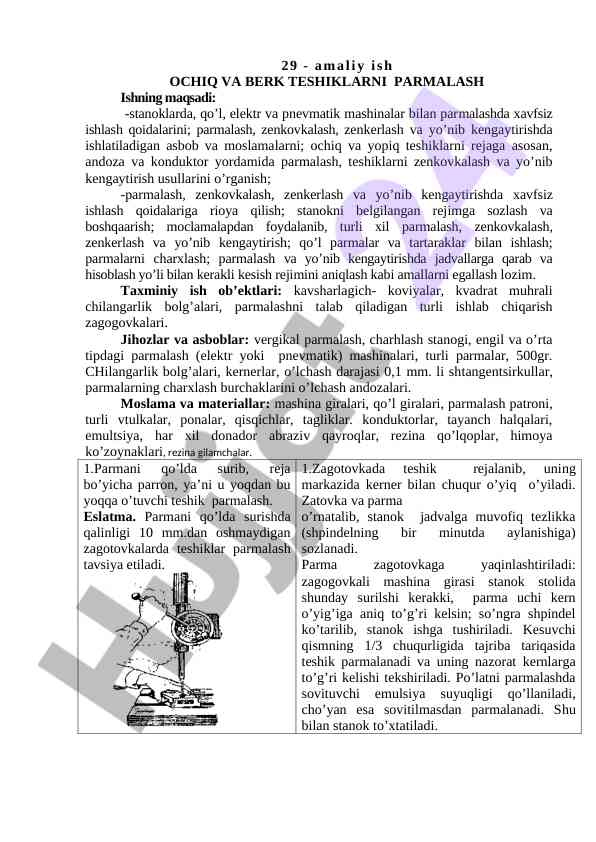 Amaliy ish ochiq va berk teshiklarni parmalash
