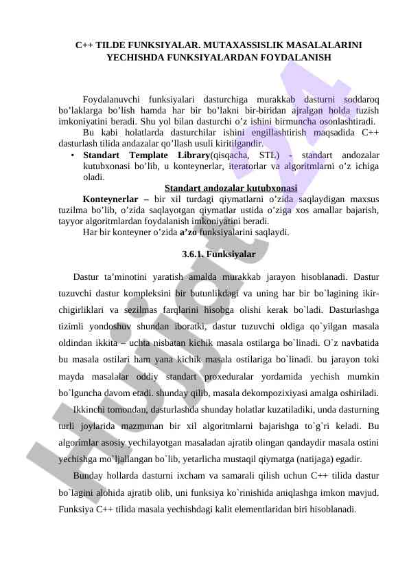 C++ tilde funktsiyalari va standart andozalar kutubxonasi