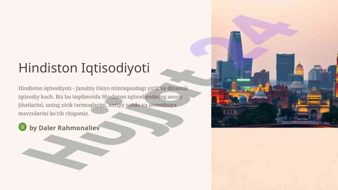 Hindiston iqtisodiyoti haqida taqdimot