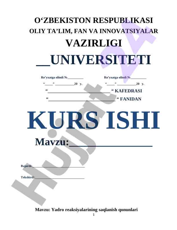 Yadro Reaksiyalarining Saqlanish Qonunlari