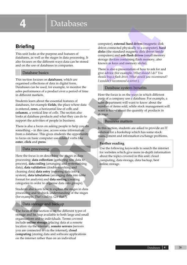Introduction to databases and data processing stages