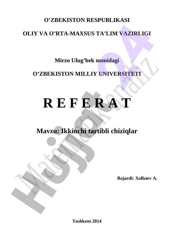 Ikkinchi tartibli chiziqlar va ularning xossalari