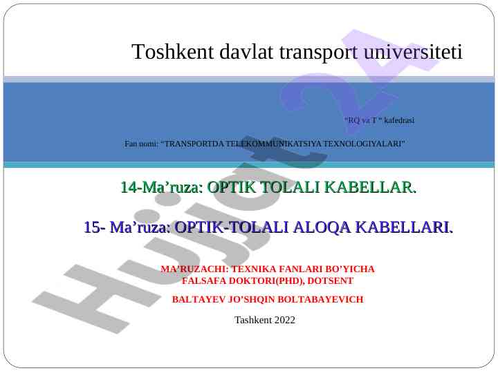 Transportda telekomunikatsiya texnologiyalari