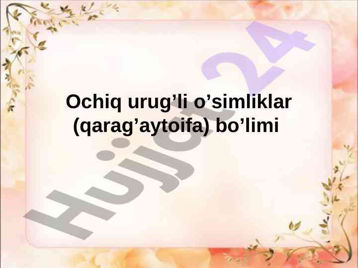 Ochiq urug’li o’simliklar va archa xususiyatlari