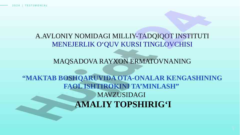 Maktab boshqaruvida ota-onalar kengashining faol ishtiroki