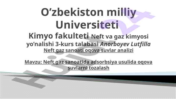 Oqova suvlarni tozalashda adsorbsiya usuli