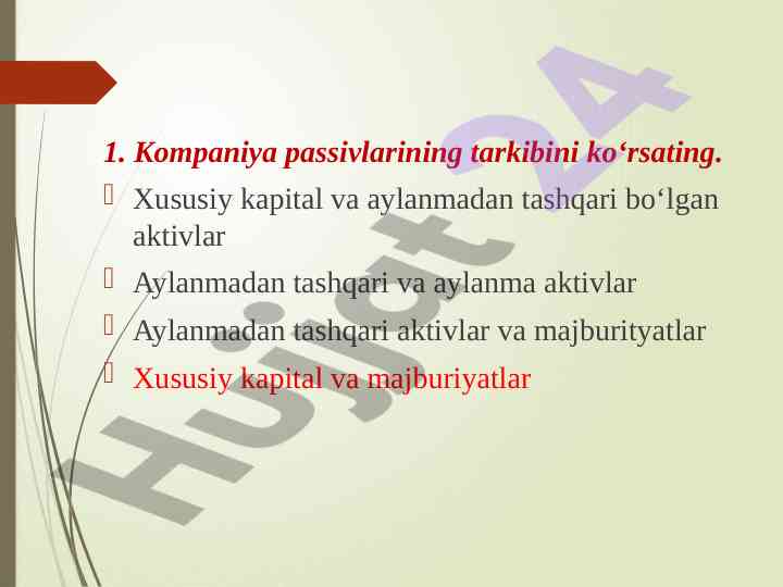 Korporatsiyada moliyaviy rahbarning funksiyalari