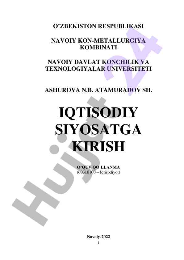 Iqtisodiy siyosatga kirish o‘quv qo‘llanma