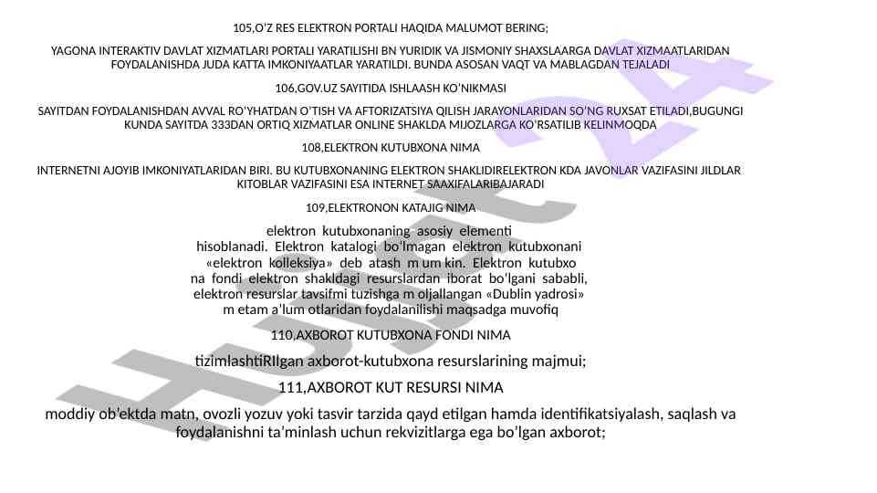 O‘zbekiston elektron portali haqida ma'lumotlar
