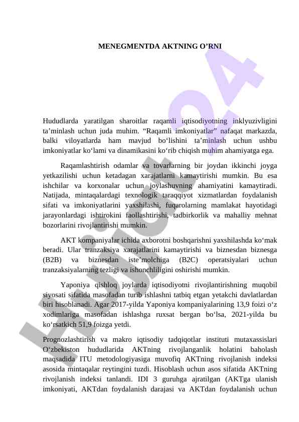 Raqamli iqtisodiyotda aktning ahammiyati