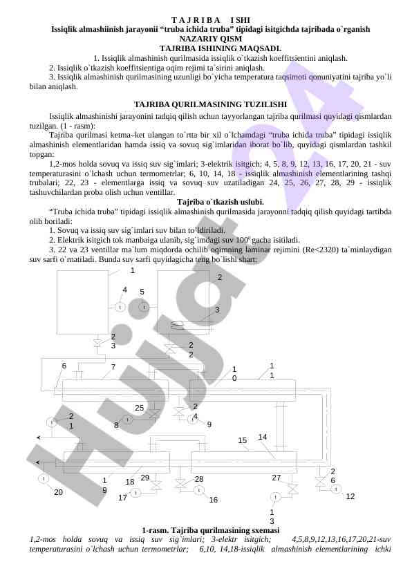 Issiqlik almashinishi jarayoni tajribasi
