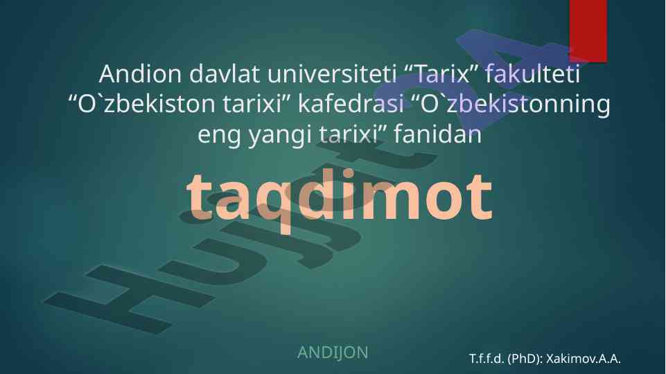 O‘zbekistonning eng yangi tarixi taqdimoti