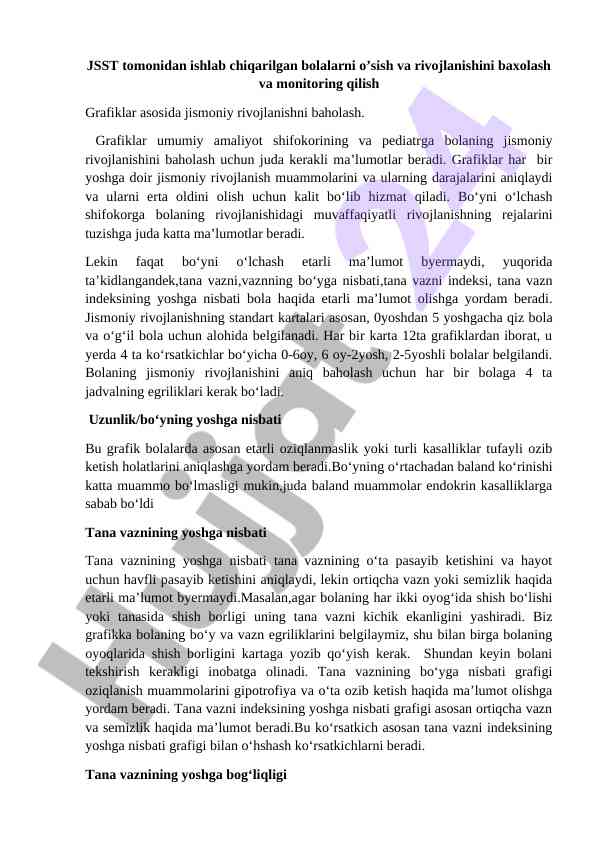 Bolalar jismoniy rivojlanishini baholash grafiklari