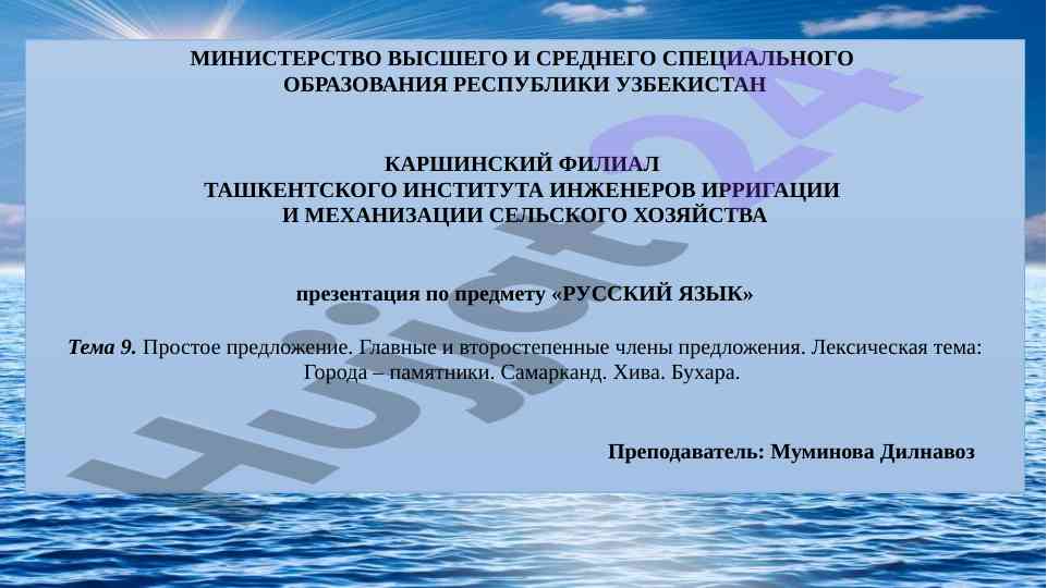 Простое предложение и члены предложения русского языка