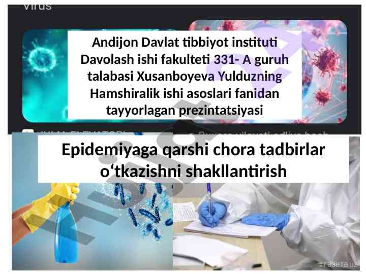 Epidemiya qarshi choralar va sanitariya tartibi