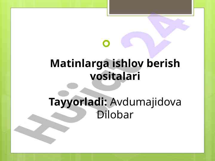 Matnlarni tahrirlash vositalari va ms word
