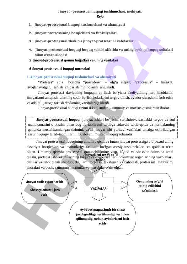 Jinoyat-protsessual huquqi tushunchasi va ahamiyati