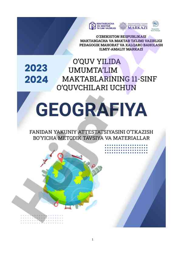 Geografiya fanidan yakuniy nazorat imtihoni 2023-2024