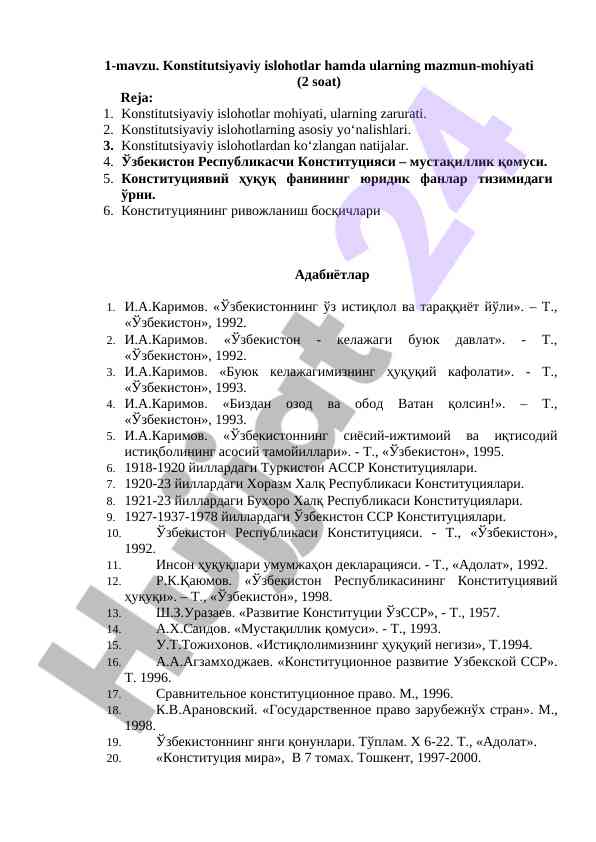 Konstitutsiyaviy islohotlar va ularning mahiyati