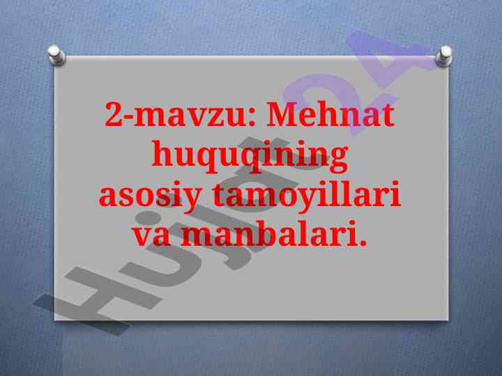 Mehnat huquqining asosiy tamoyillari va manbalari