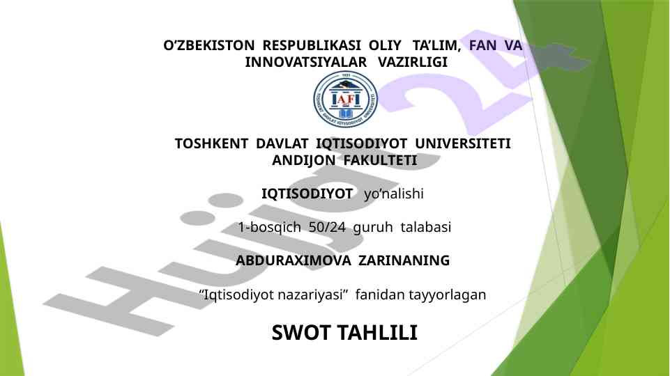 Iqtisodiyot nazariyasi swot tahlili