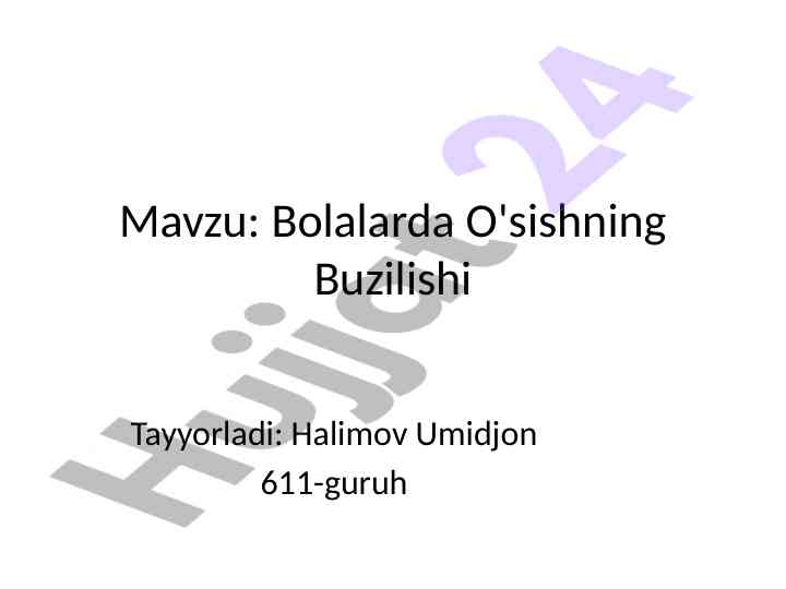 Bolalarda o'sishning buzilishi tahlili