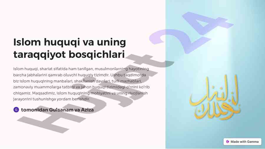 Islom huquqi va taraqqiyot bosqichlari
