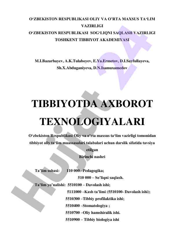 Tibbiyotda axborot texnologiyalari darsligi
