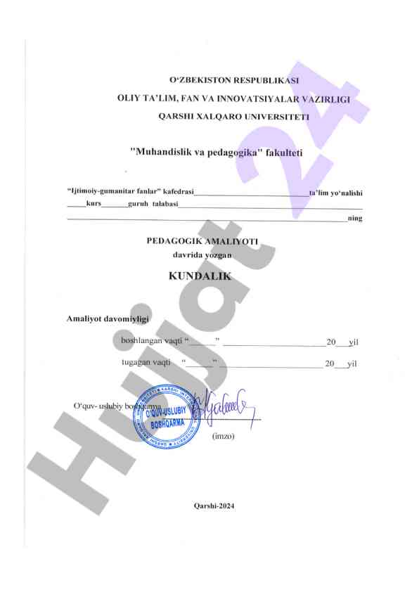 Pedagogik amaliyot to'g'risida ma'lumotnoma