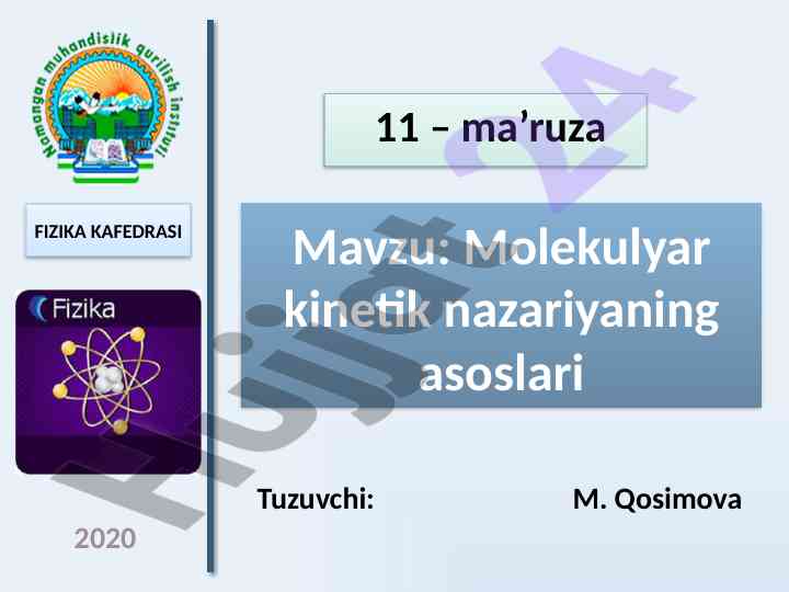 Molekulyar kinetik nazariyaning asoslari