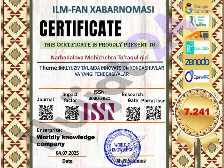 Inkluziv ta'limda innovatsion yondashuvlar