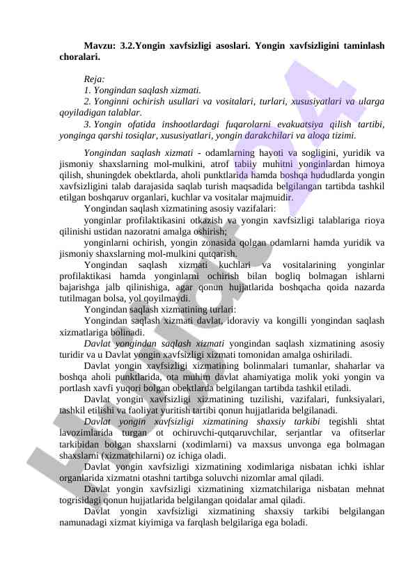 Yong‘in xavfsizligi asoslari va choralari