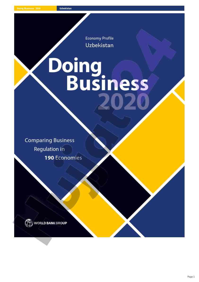 Economy profile of uzbekistan doing business 2020