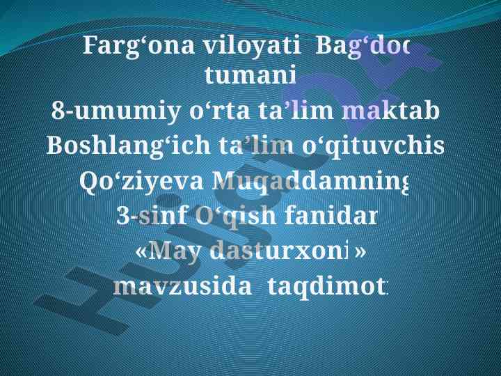 3-sinf o‘qish fanida may dasturxoni taqdimoti
