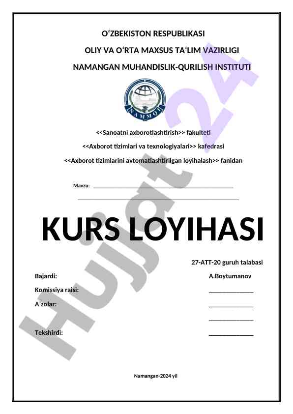 Texnik xizmat ko‘rsatish axborot tizimlarini loyihalash