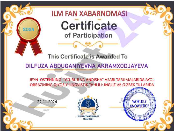 Ayol obrazining qiyosiy lingvistik tahlili