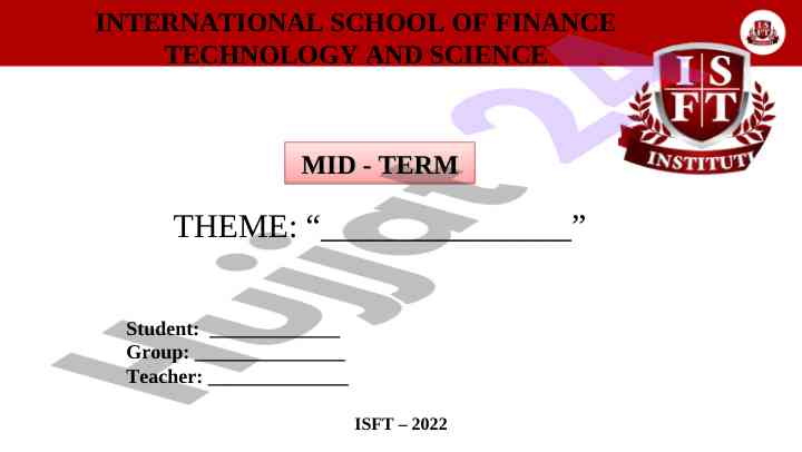Mid-term plan for international school of finance