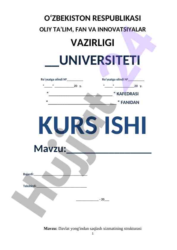 Davlat Yong'indan Saqlash Xizmatining Strukturasi