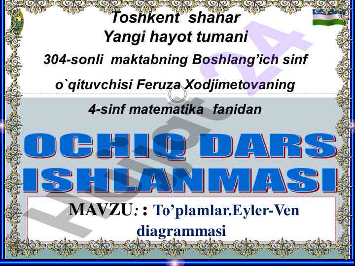 O‘quvchilar uchun to‘plamlar va eyler-venn diagrammasi