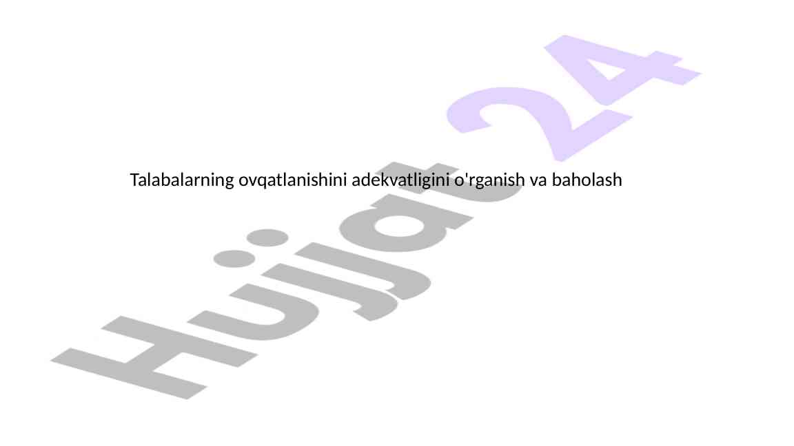 Talabalarning ovqatlanishi adekvatligini o'rganish
