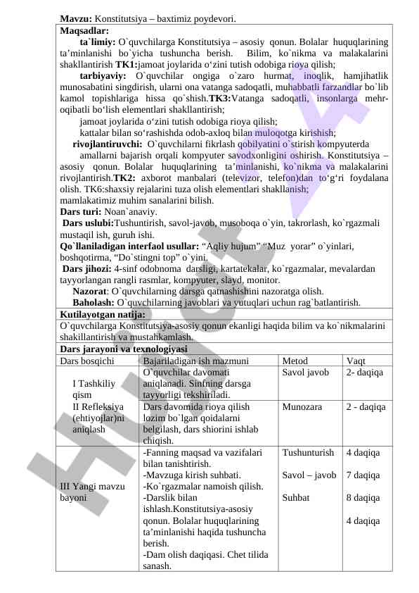 Konstitutsiya baxtimiz poydevori ta'limi