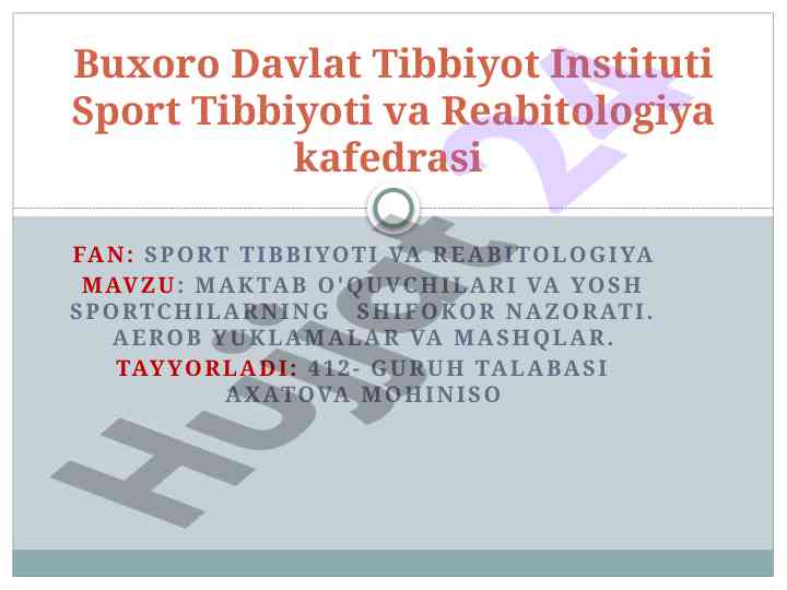 Maktab o'quvchilari va yosh sportchilarning shifokor nazorati
