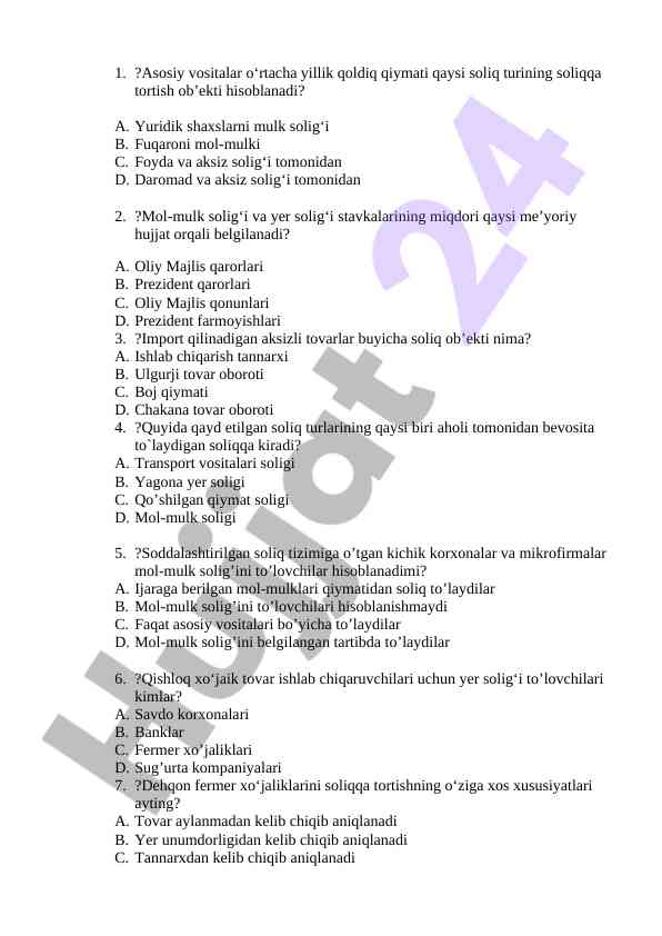 Solik turlari va ularning ob'ekti haqida qiziqarli savollar